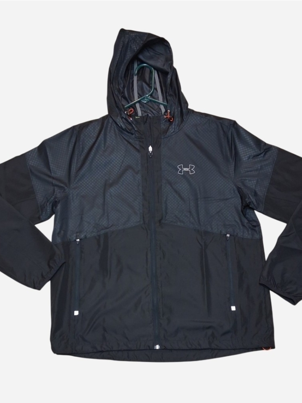Under Armour Men's Black Hooded Windbreaker with Reflective Logo